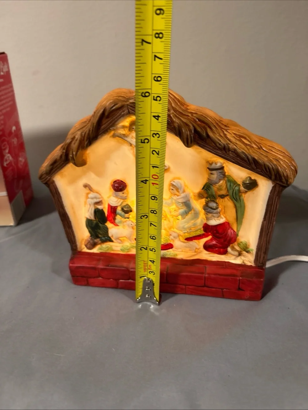 Chadwicks Red and Brown Nativity Light Porcelain Holiday Scene